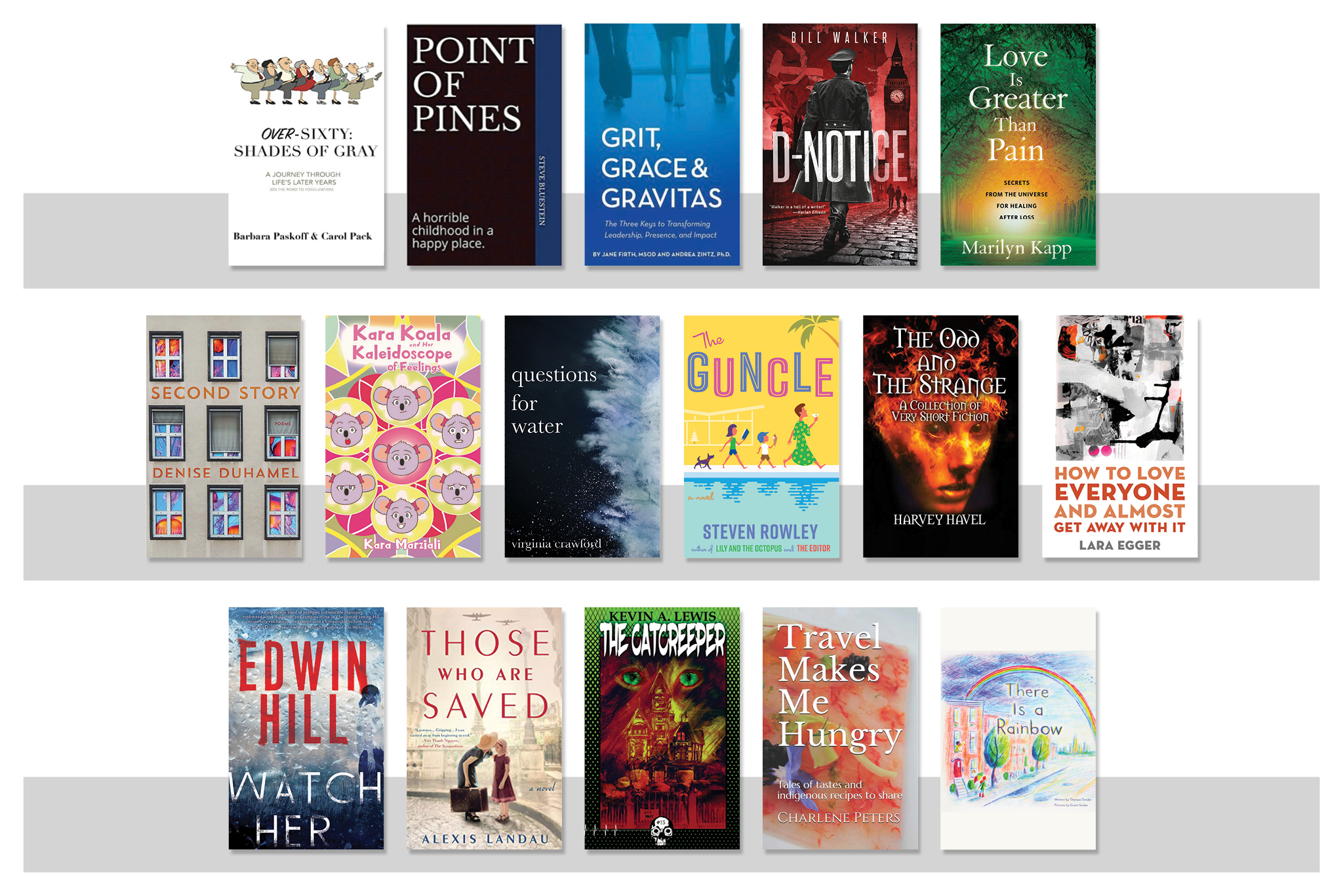 Sixteen book covers from Emerson authors for Spring 2021