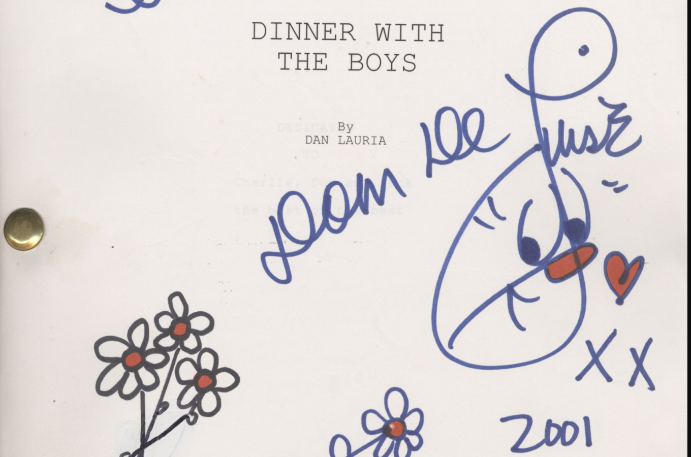 Script title page which reads: "Dinner with the Boys" by Dan Lauria
