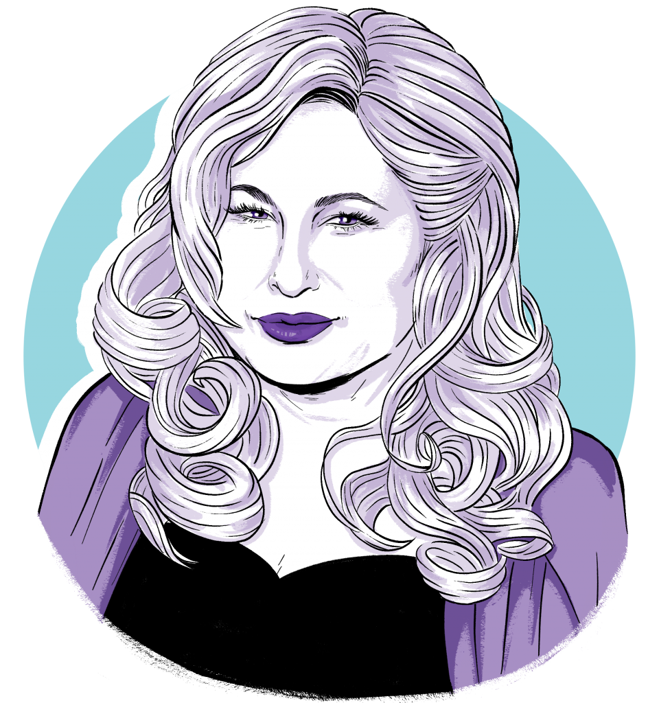 Illustration/portrait of Jennifer Coolidge by Monica Chu