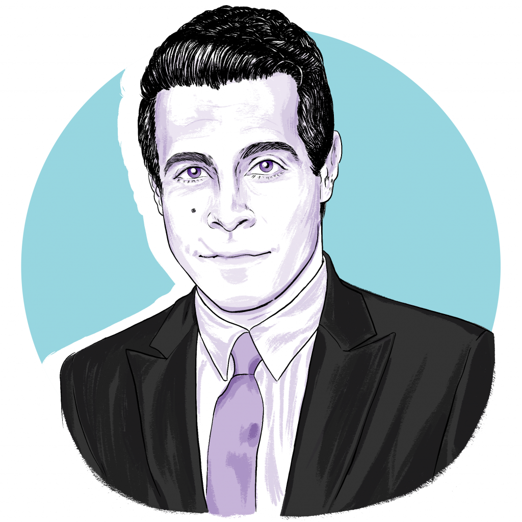 Illustration/portrait of Mario Cantone by Monica Chu