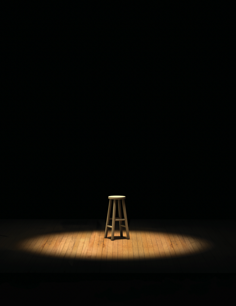 Stool with spotlight on it